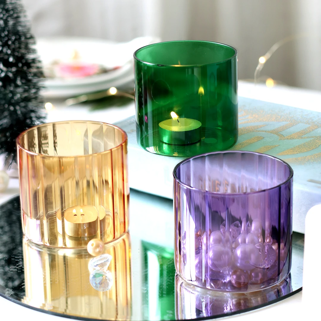北欧彩色烛台灯DIY香薰安全防风适用于室外生日场景布置浪漫烛杯