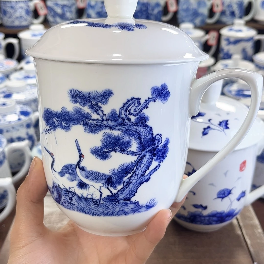 景德镇陶瓷马克杯带盖