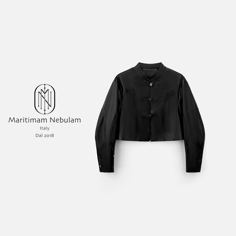 MN新中式国风盘口皮衣立领气质外套 SZ1847