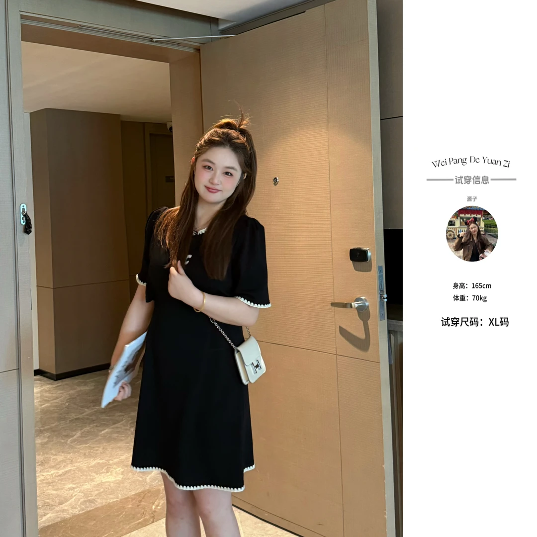 楠序【显瘦奥秘】源子微胖女装 2025年夏装高档显瘦连衣裙YZ36671