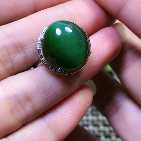 和田玉银S925镶嵌戒指