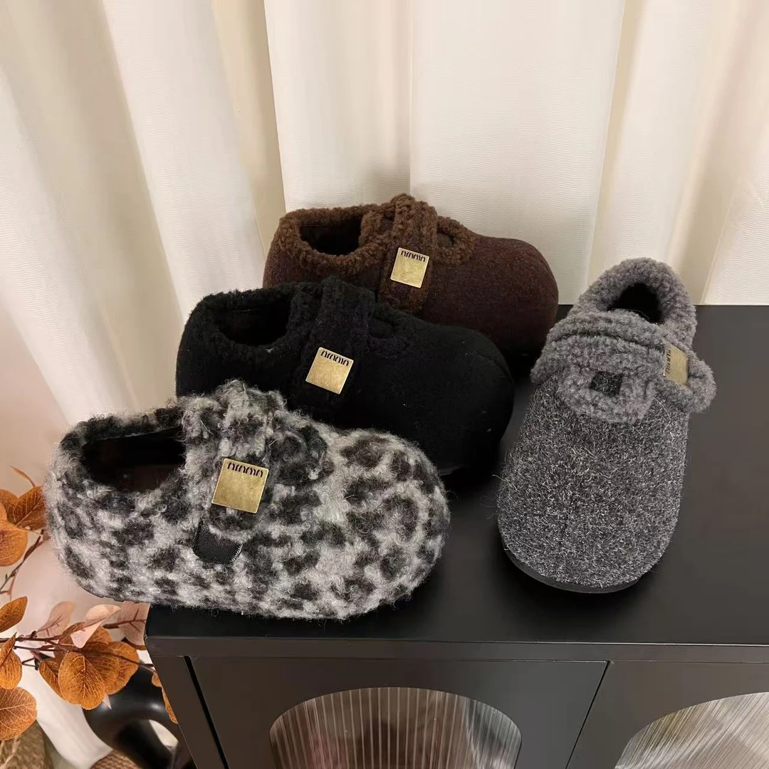 厚底韩版网红包头毛毛鞋女2025冬季新款时尚设计款增高加绒保暖