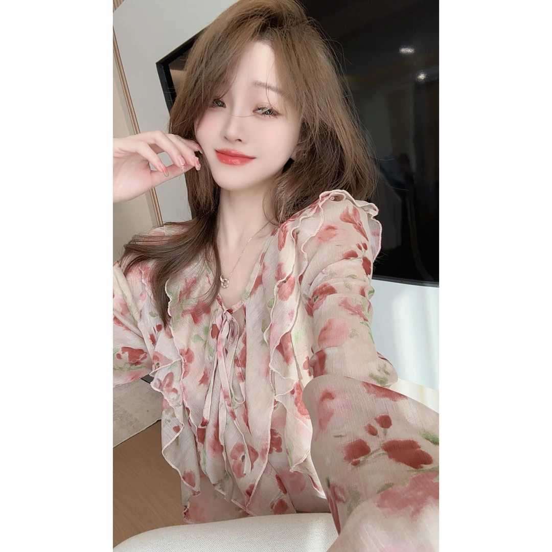 【CHEN】欧若风港风气质花边小衫女人味显白显瘦长袖上衣女25021202