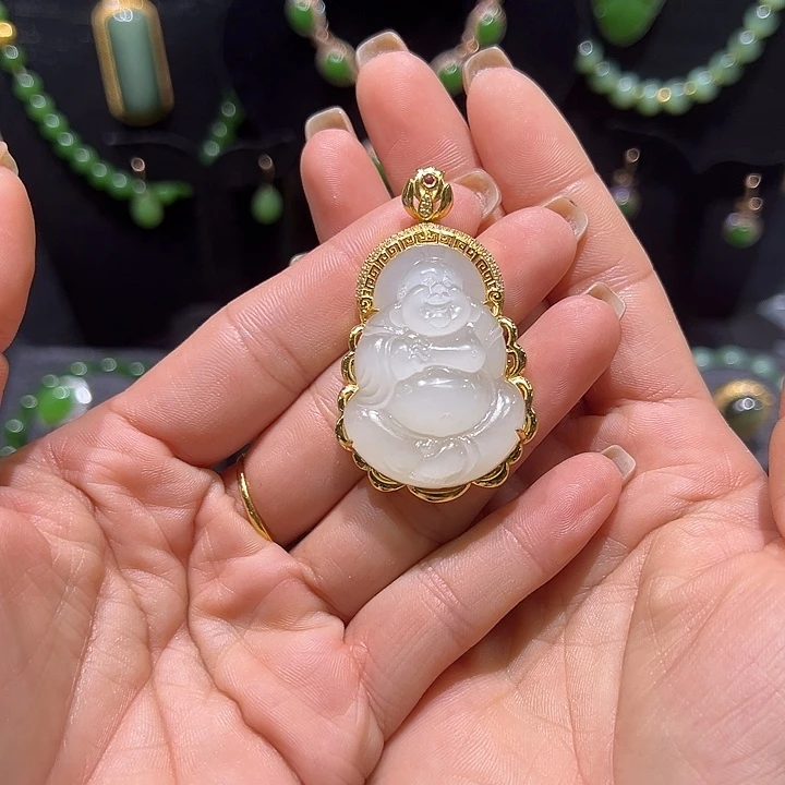 ঞ***࿐和田玉银S925镶嵌吊坠(不含链)