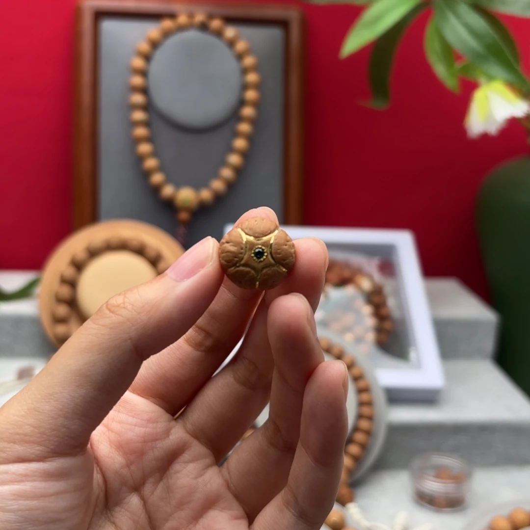 凤眼菩提手串名***想五星镶嵌金边三通一颗