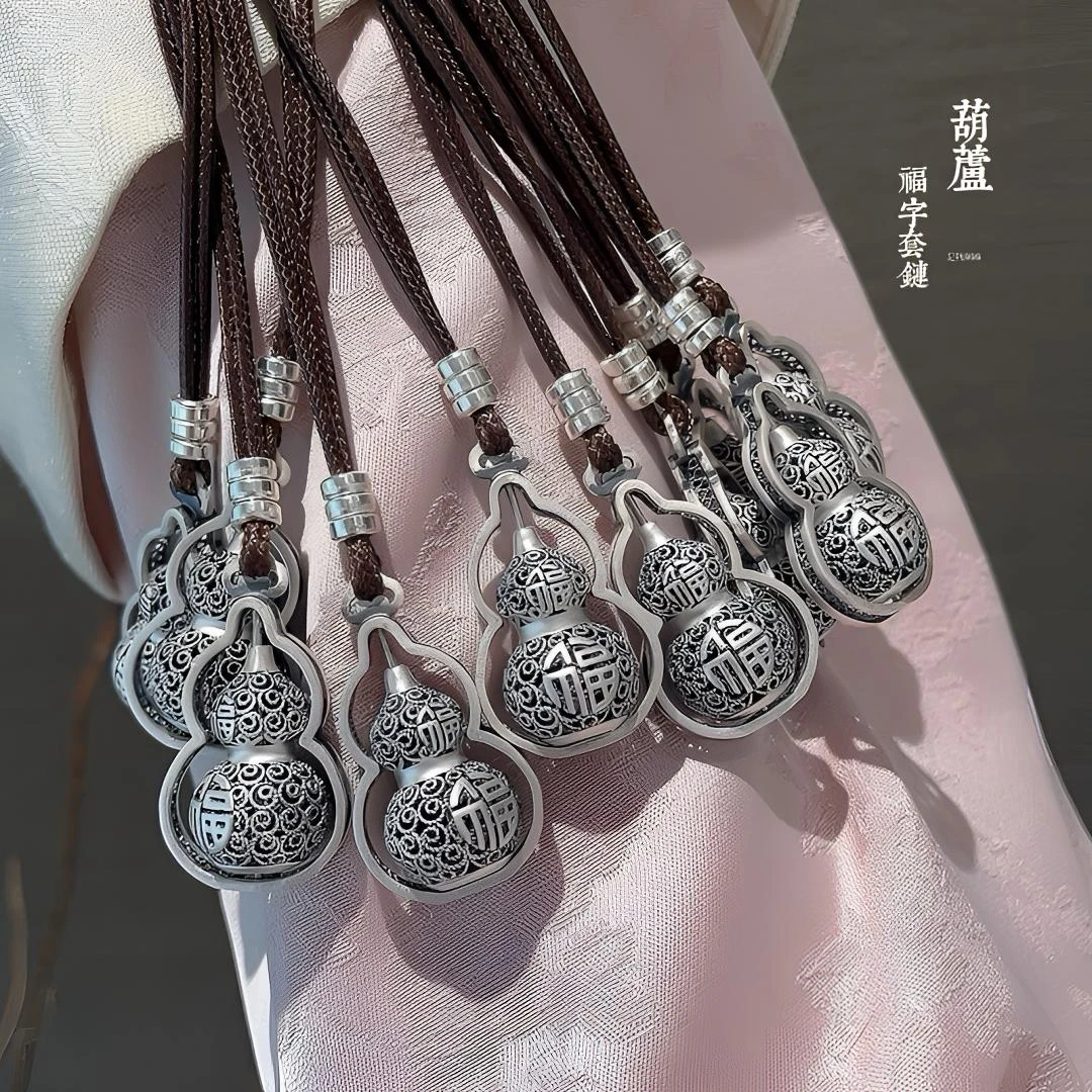 吊坠足银 古法福禄福字葫芦吊坠新中式复古国潮风纯银挂件高级
