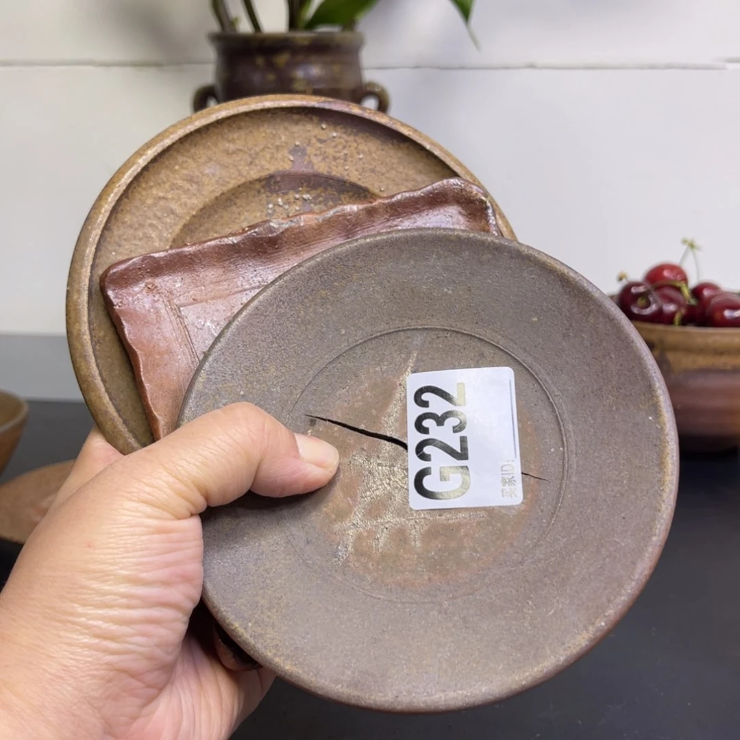 备前烧作品 碟子三有伤