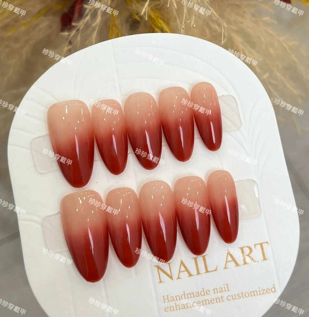 【番茄红】珍珍手工穿戴甲简约显白番茄红渐变可重复使用美甲贴片