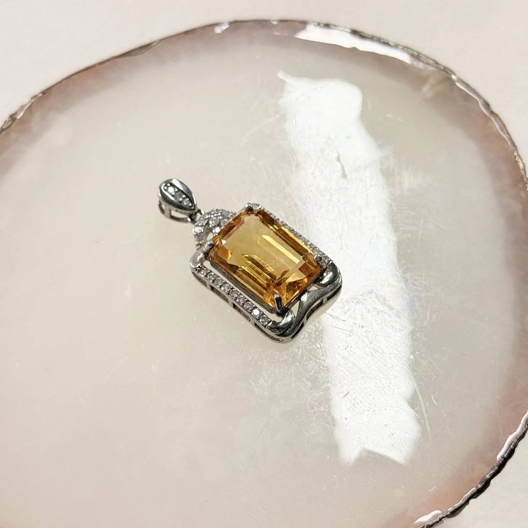 【六六中古】孤品精美s925黄水晶吊坠ty3014