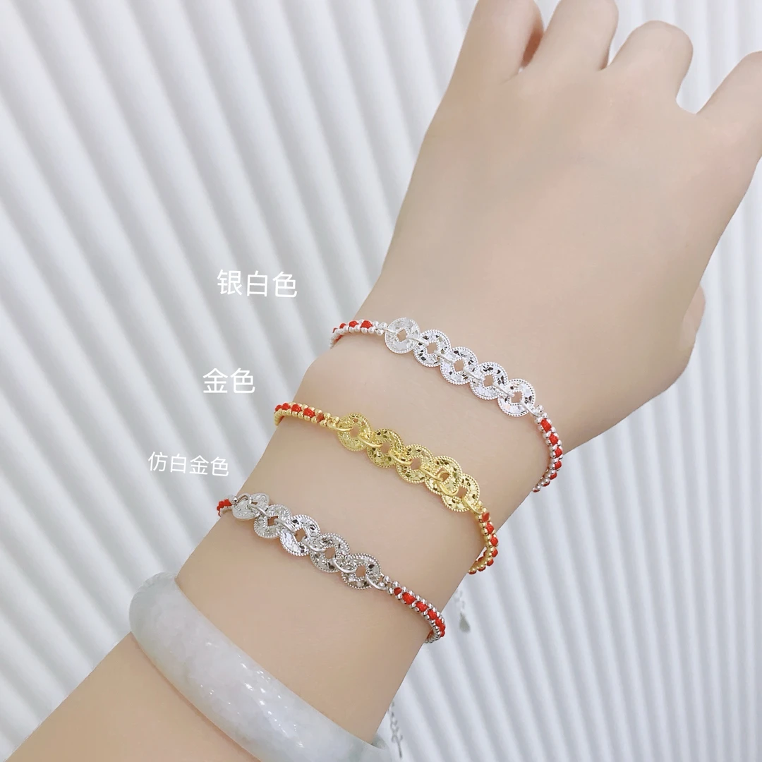 925银手链 925银手链925银编绳手工素款手链简约民族风可调节首饰