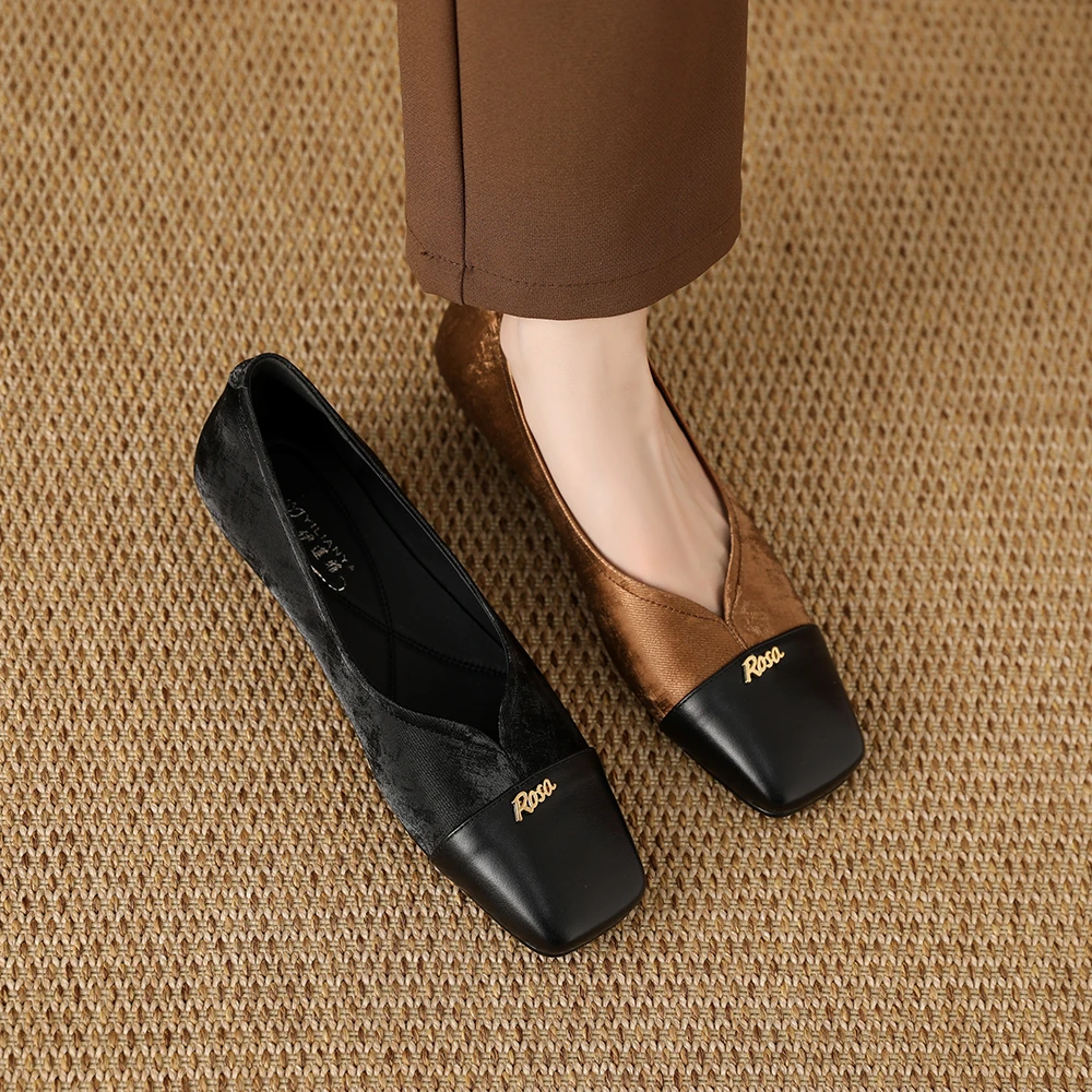 1722-2单鞋女新中式复古低跟方头中年时尚真皮