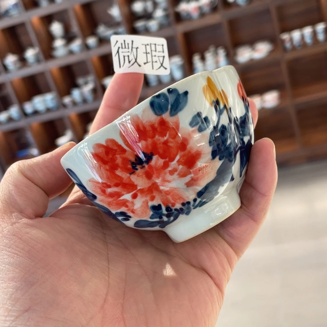 釉下手绘茶具微瑕