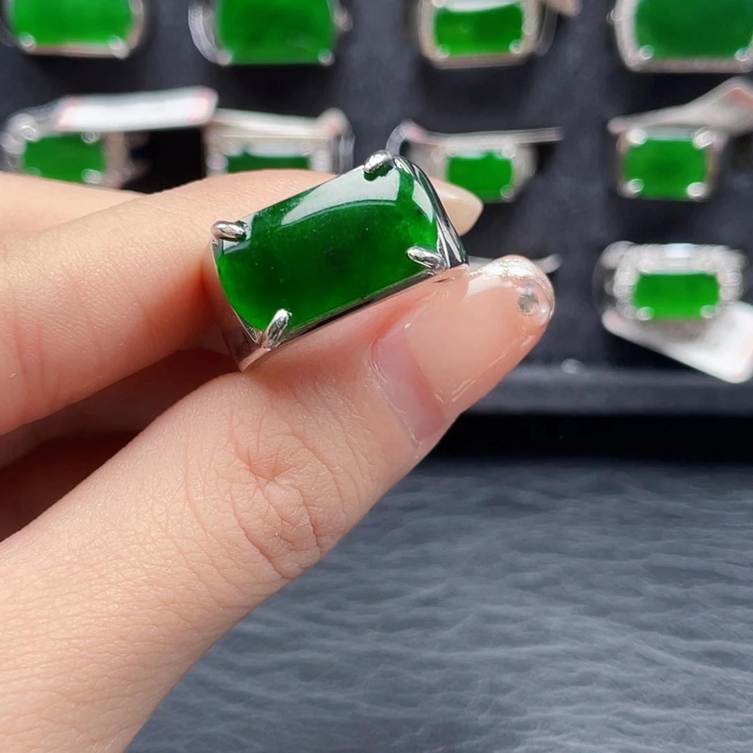 翡翠戒指银S925镶嵌用****7编号1080