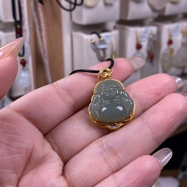 静***哒和田玉银S925镶嵌颈饰