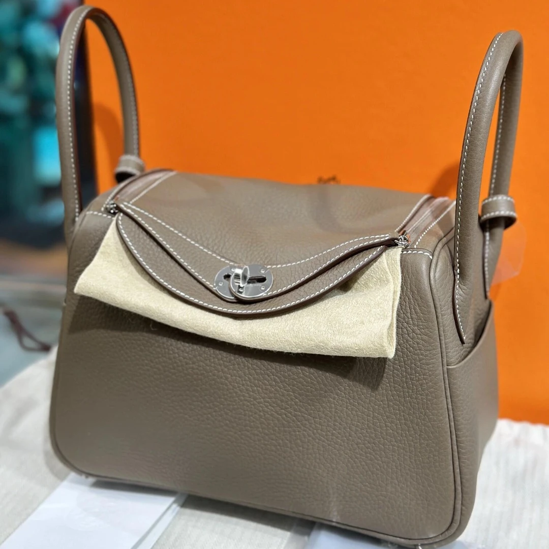 99新 Hermes/爱马仕 【老于】lindy26大象灰银扣tc皮o单肩包
