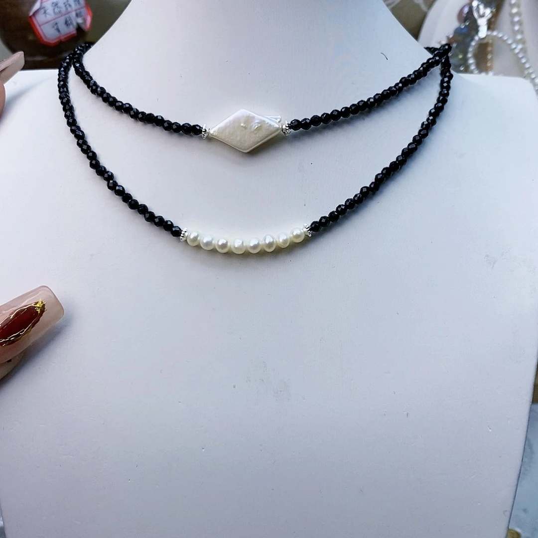 淡水珍珠颈饰银S925镶嵌