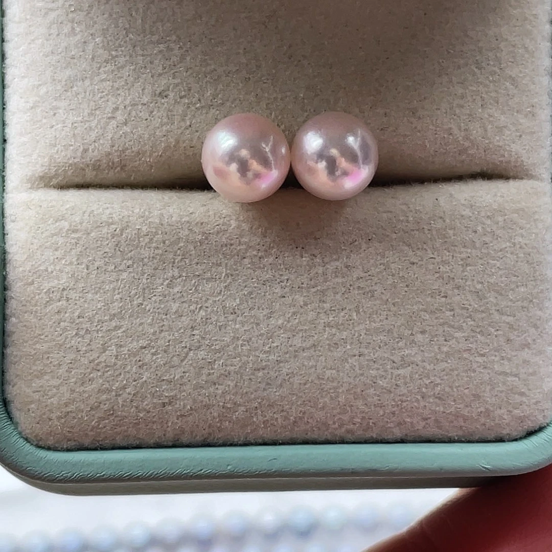 海水珍珠银S925镶嵌耳饰
