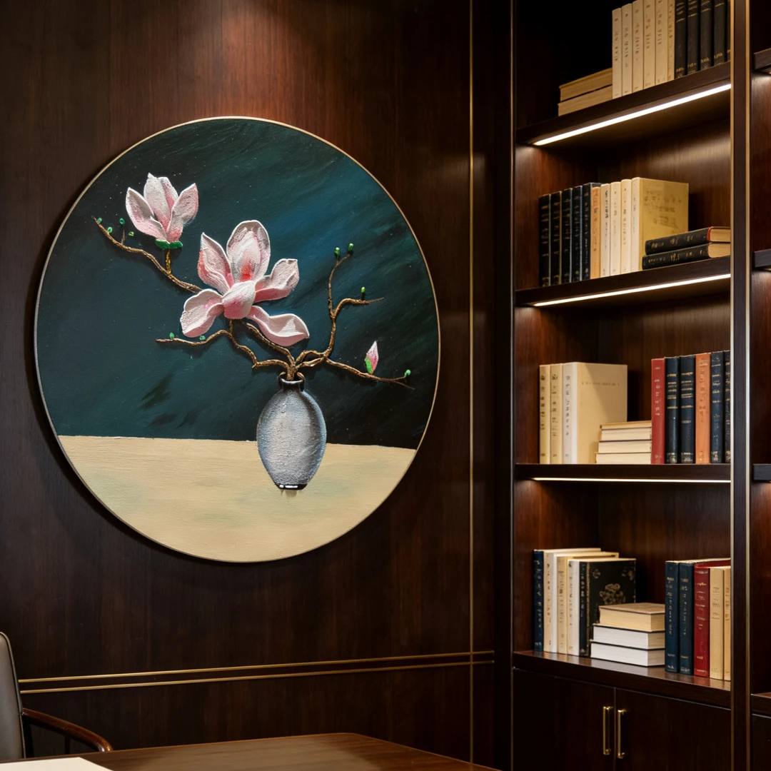 纯手-绘《一枝春》无框油画适合客厅书房餐厅玄关可摆可挂