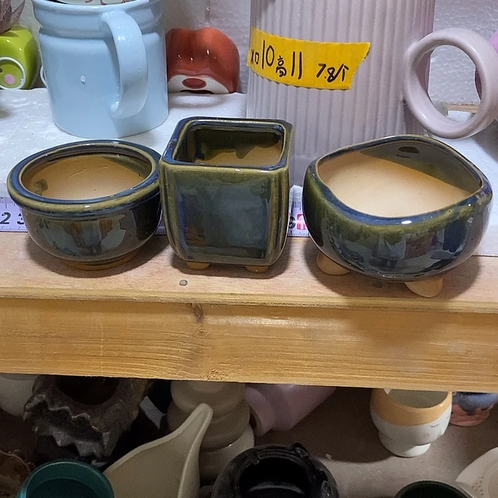 陶盆有孔 瑕疵针孔漏釉介意勿拍外口 外高