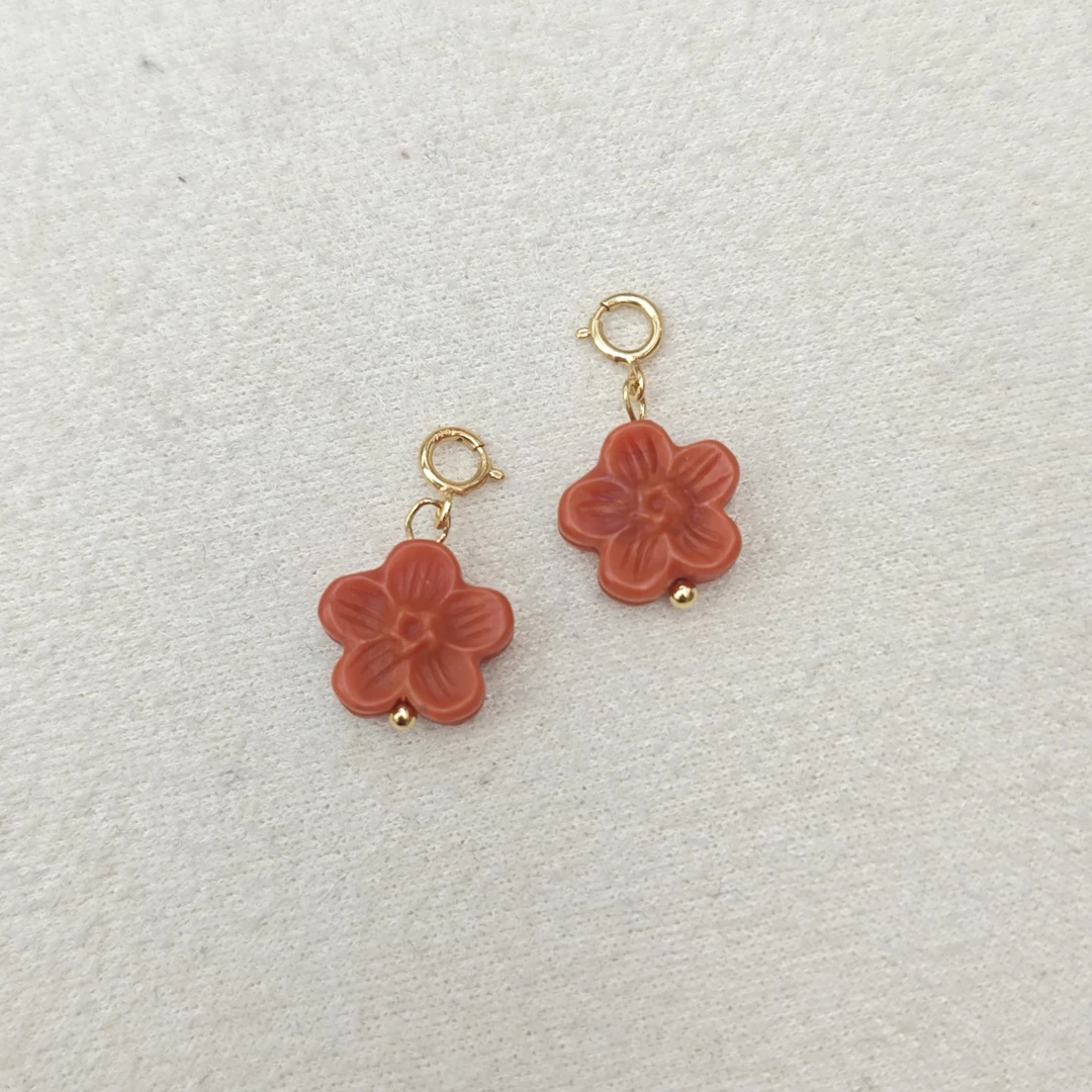 南红玛瑙花花s925银吊坠5065