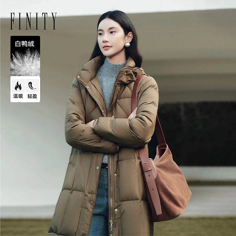 FINITY 羽绒服新款简约连帽中长款保暖外套 F21Y9A70Y2