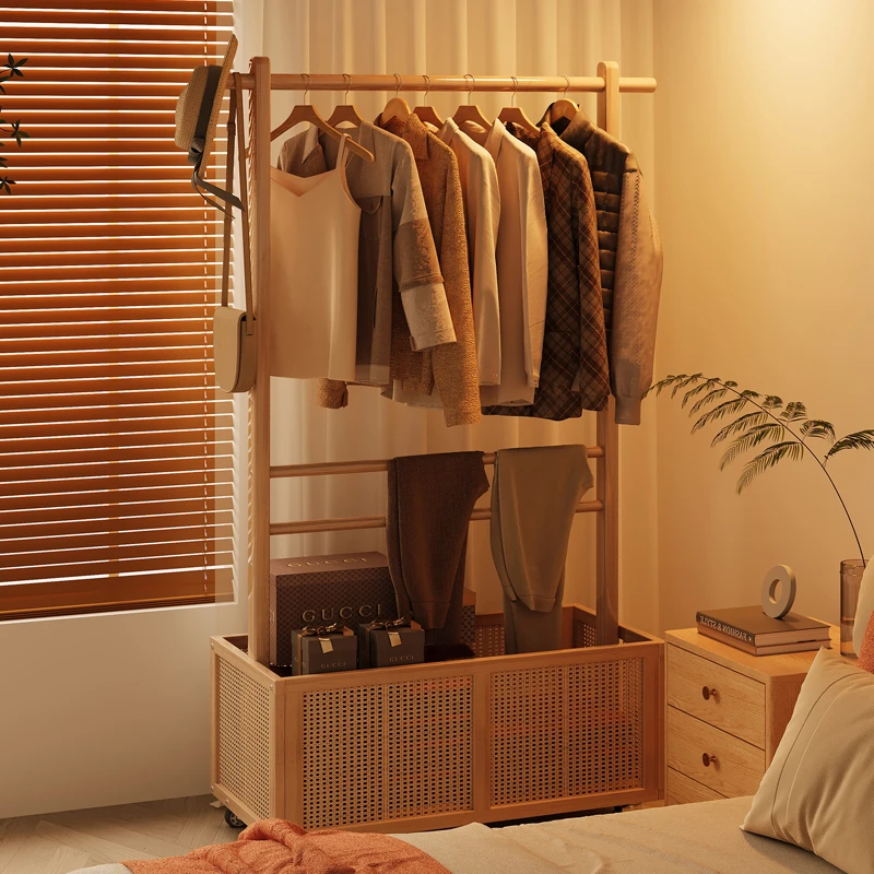 家用衣帽架落地简易衣服架出租房衣服收纳置物架房间多功能挂衣架