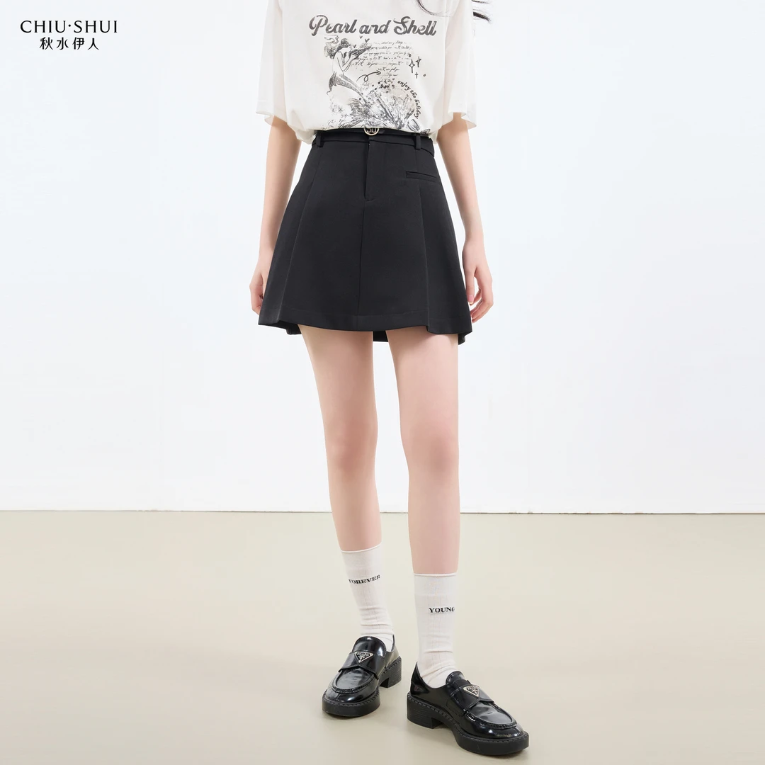 秋水伊人通勤短裙2025年秋季新款短款a字版型半身裙625103M090536
