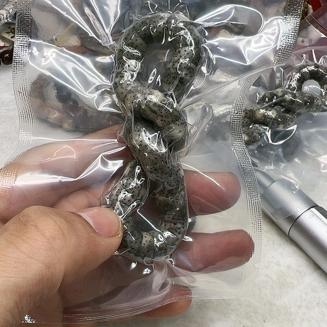 星月菩提手串34糯冰绿石玉猪大肠单圈10