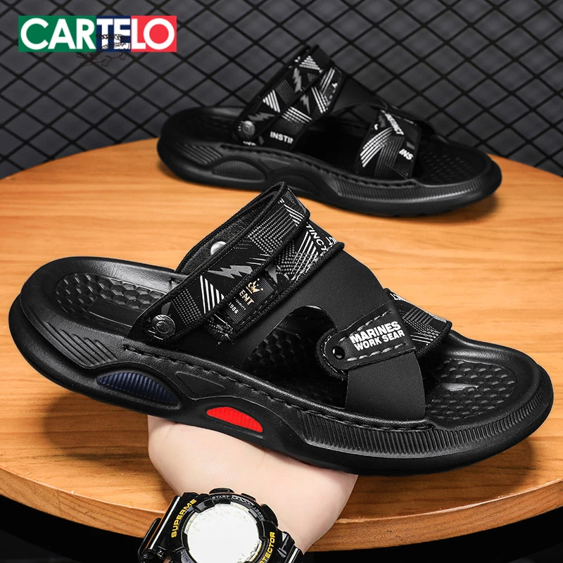 卡帝乐鳄鱼拖鞋男士夏季新款户外穿软底沙滩凉拖男款两用开车凉鞋