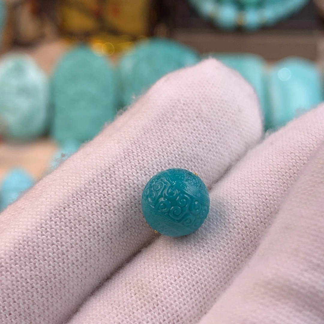 绿松石未镶嵌回纹圆珠卡9