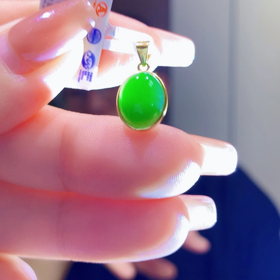 和田玉（碧玉）银S925镀金镶嵌颈饰