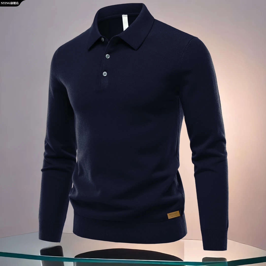 NYING秋季成熟痞帅新款秋冬季商务休闲男士长袖翻领polo衫男百搭