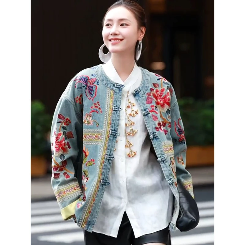 2025年冬季新款新中式国风气质上衣女小众高级感独特牛仔外套