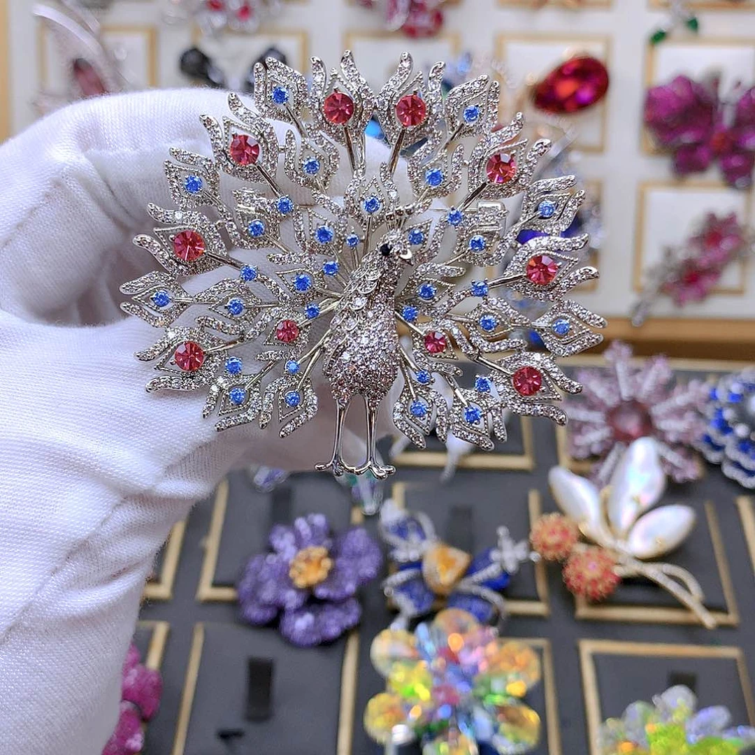 铜仿水晶胸针胸花两用