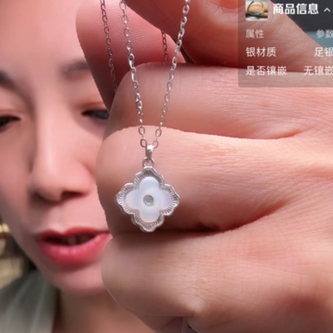 坠链均925银合成锆石 925纯银项链