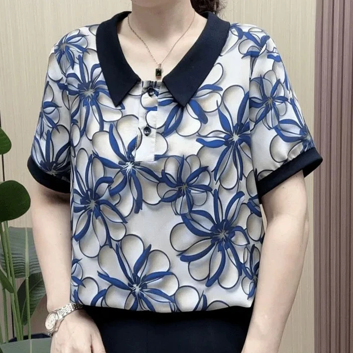 无印心匠印花 拼色&短袖 宽松~ 夏季T恤 丝滑面料A93795