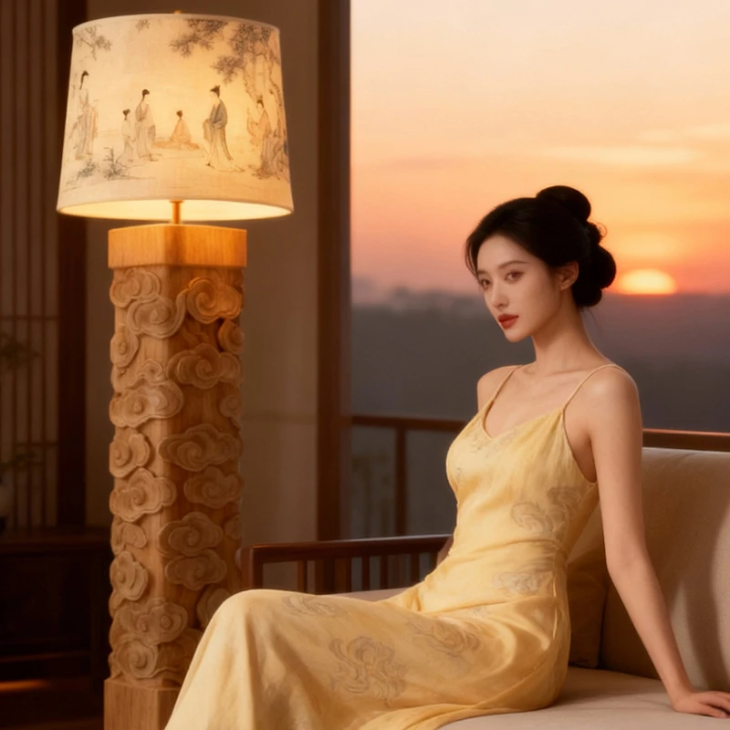 宋式美灯具置物落地灯古风客厅卧室木雕创意书房阳台氛围网红台灯