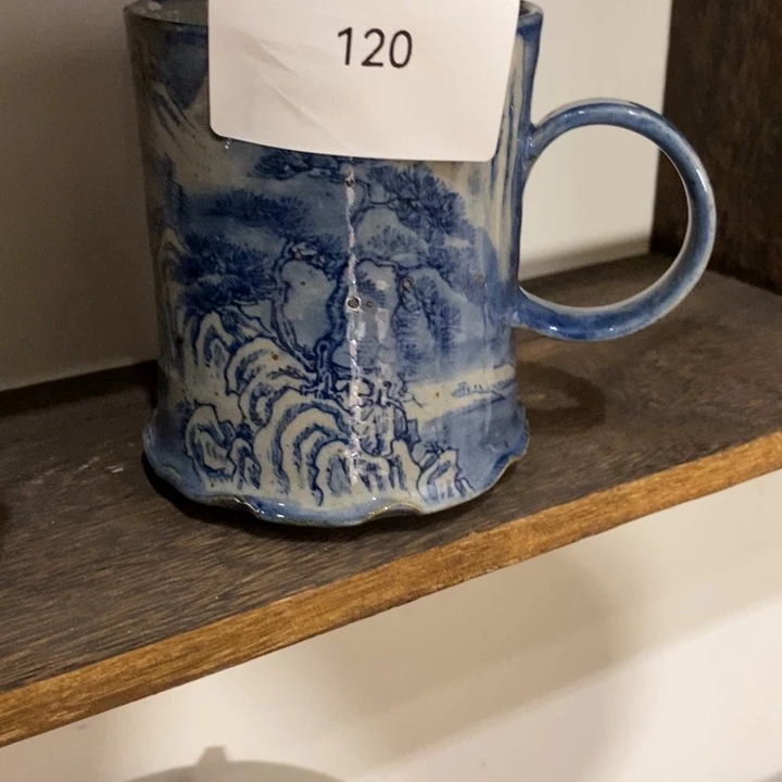 青花瓷景德镇手绘雪景粗陶水杯