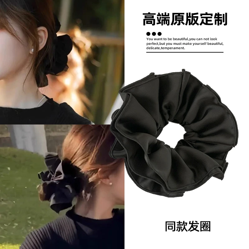 四层超大号花苞发圈裙边丸子头低马尾盘发头绳高级感发绳潮