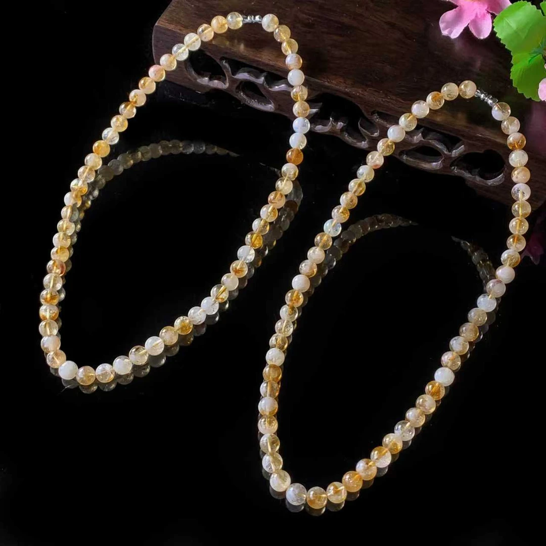 C11313-黄金塔黄发晶水晶项链-送礼佳品-卡8左右-多样性只发一件