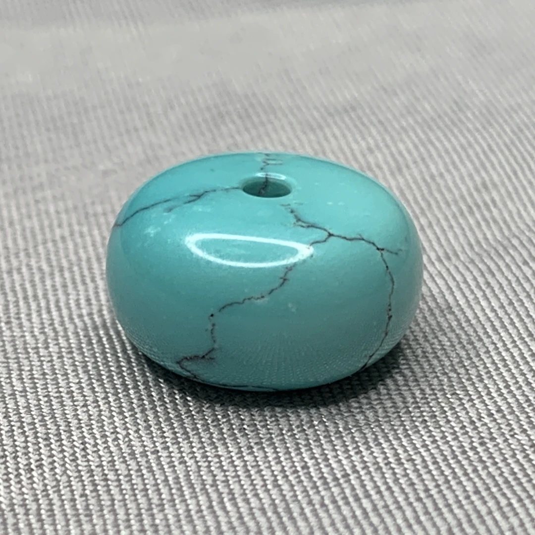 原矿绿松石水草纹隔珠，尺寸12.6x7.2mm重1.98克