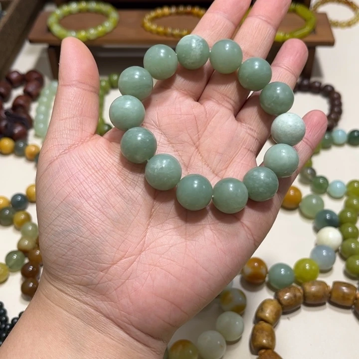 蛇纹石玉未镶嵌手链卡15