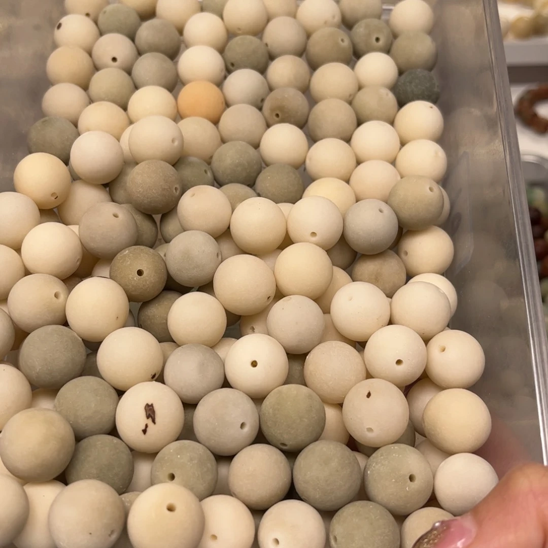 白玉菩提手串奶白奶灰原籽20颗