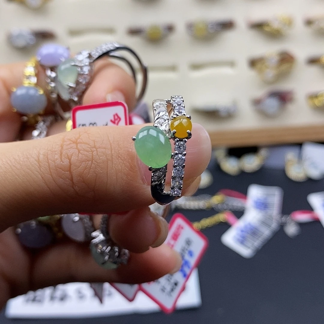 翡翠银S925镶嵌戒指