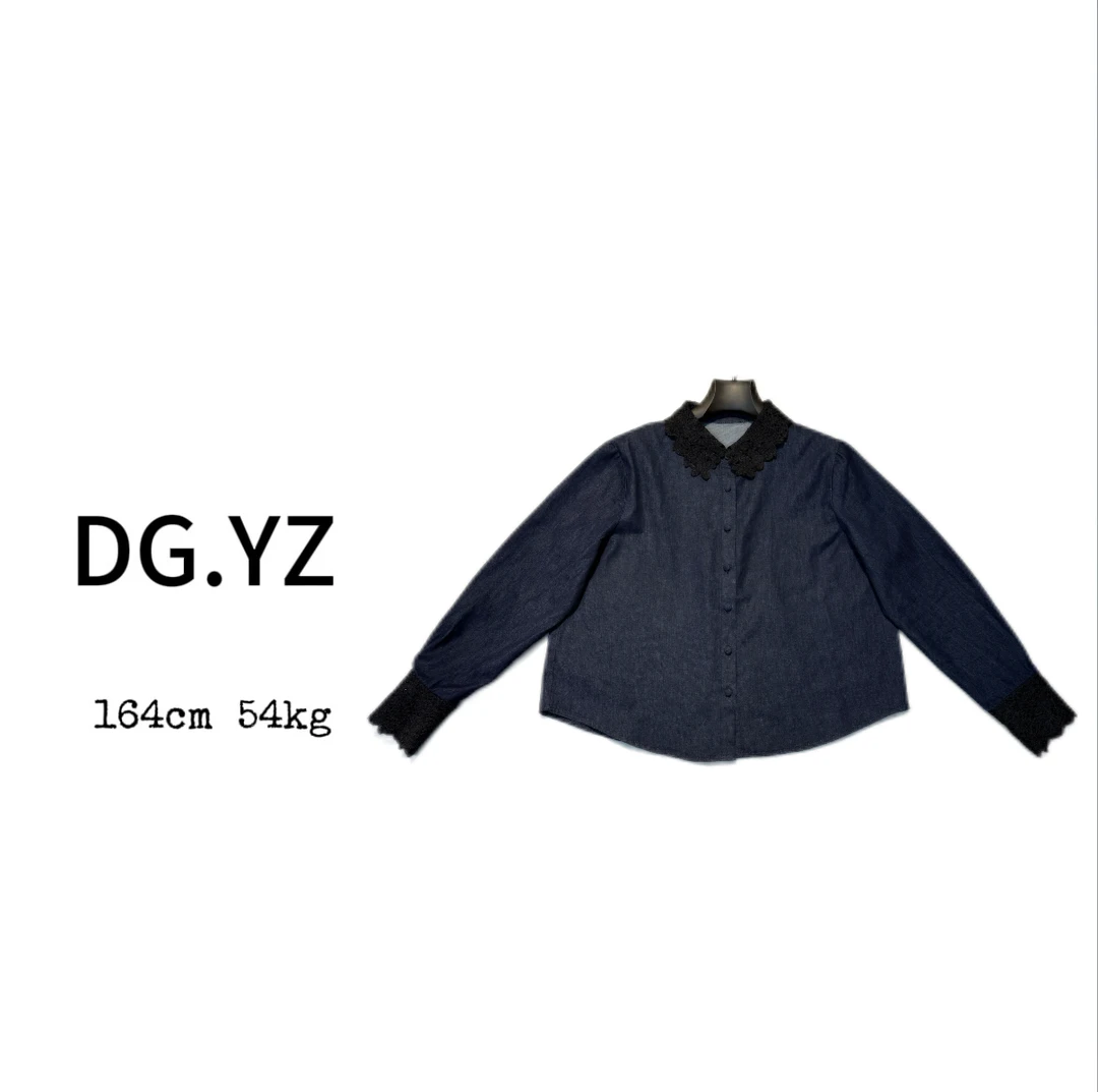 【樱子家】3188F休闲显瘦花边蕾丝领衬衫上衣