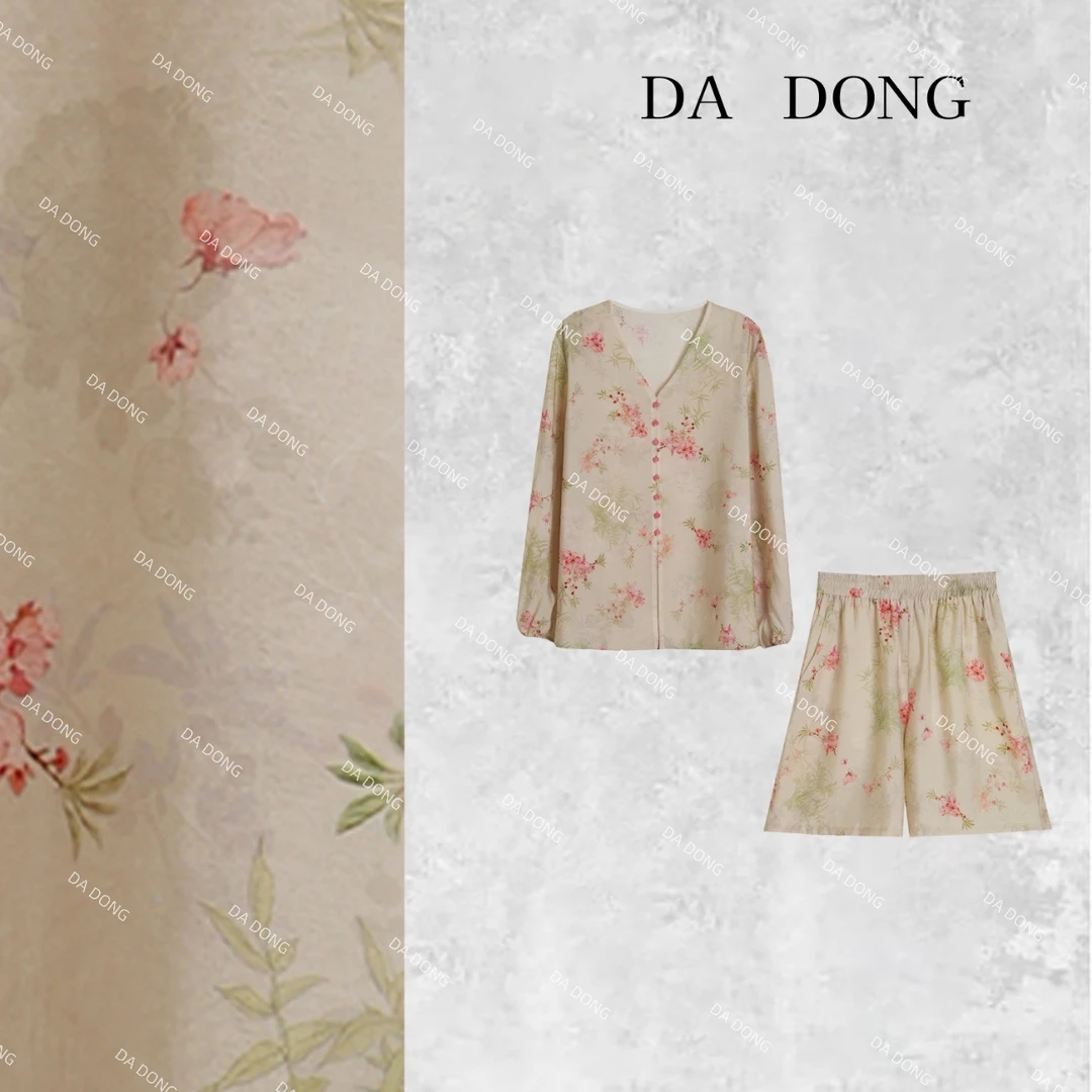花开富贵--新中式国风气质时尚百搭碎花夏季复古长袖休闲轻奢套装
