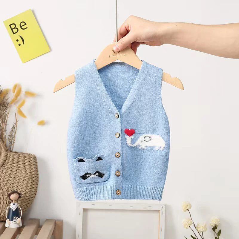 男女宝宝针织马甲春秋外穿洋气儿童保暖毛线衣小马夹婴儿背心开衫