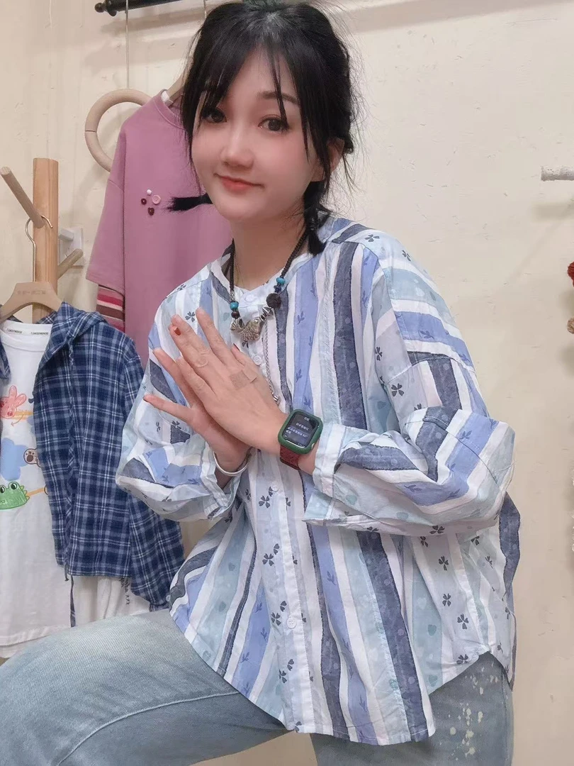 【梦幻花海】定制款时尚百搭复古宽松遮肉显瘦气质纹理宽松衬衣