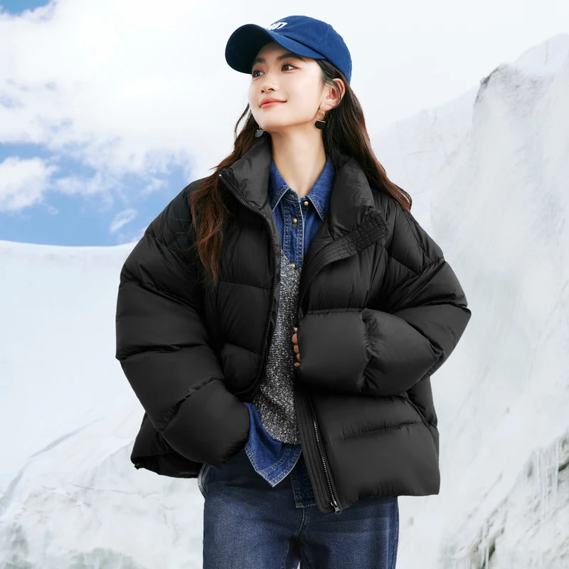 【小面包】伊芙丽鸭绒立领宽松短款羽绒服2025冬季新款1F9980561