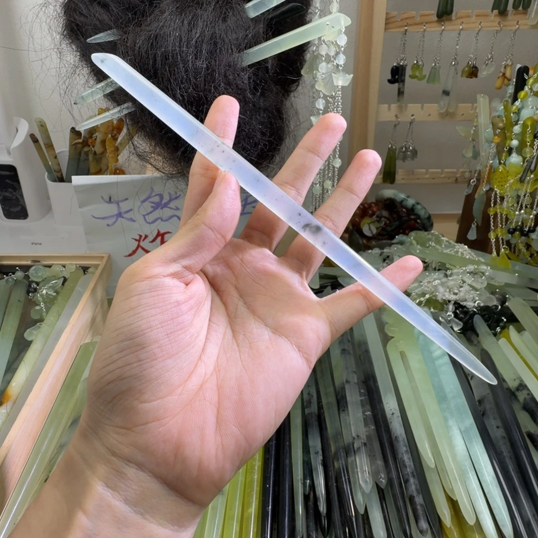 蛇纹石玉合金发饰长度21.5